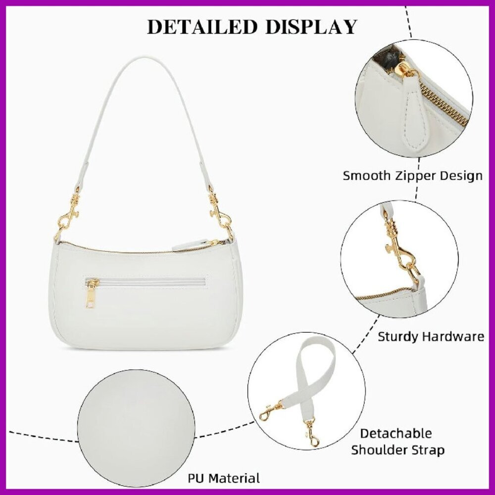 Small Vegan Leather Shoulder Bag with Removable Strap Retro Purse - Picture 4 of 4